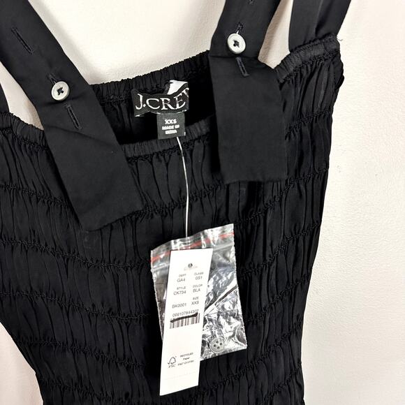 J CREW Smocked Drop Waist Silky Midi Dress Black XXS NWT Clean Girl Chic Vaca - Picture 4 of 10